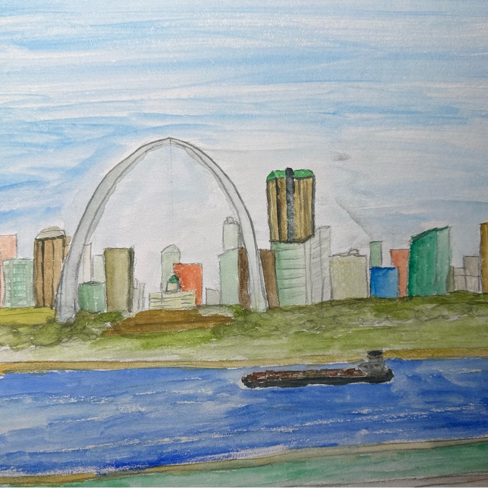 Saint Louis Skyline Watercolor Painting
